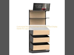 Customized Wooden Shelf Red Wine Bottle Rack Display Stands For Liquor