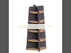 Portable Wooden Floor Standing Display Stands with Configurable Shelves For Beverage