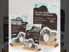 Bottom Insert Tabletop Acrylic Sign Holder With Wood Base Countertop Poster Stand