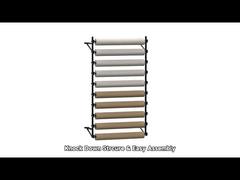 View Custom Metal Wall Mounted Wallpaper Roll Display Stand 10 Tiers Roll Paper Holder Rack Demo